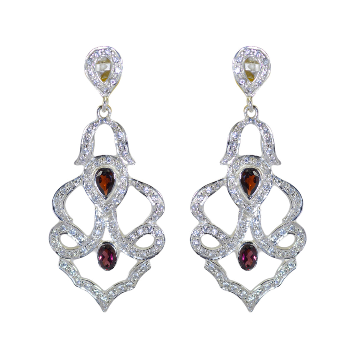 Meera Red Tiny multiple Stud Earring Garnet Red Stud