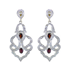 Meera Red Tiny multiple Stud Earring Garnet Red Stud