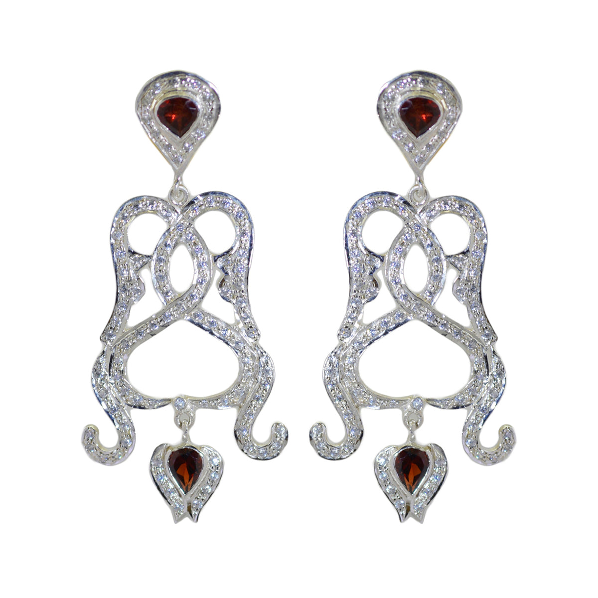 Riya Red Classic multiple Stud Earring Garnet Red Stud
