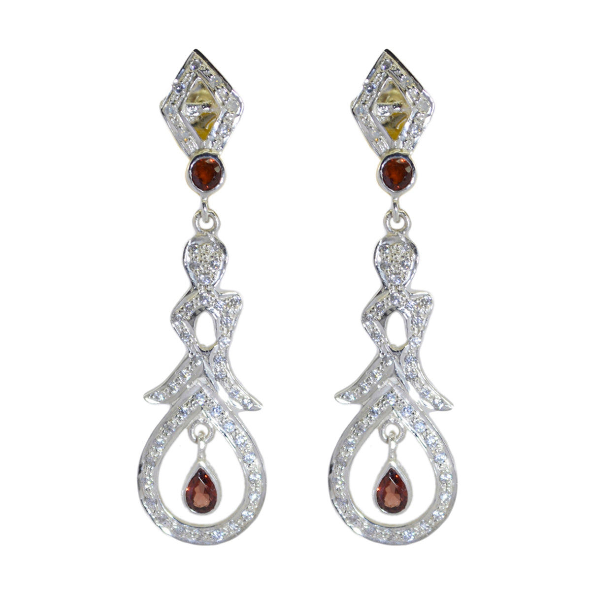Saanvi Red Classic multiple Stud Earring Garnet Red Stud