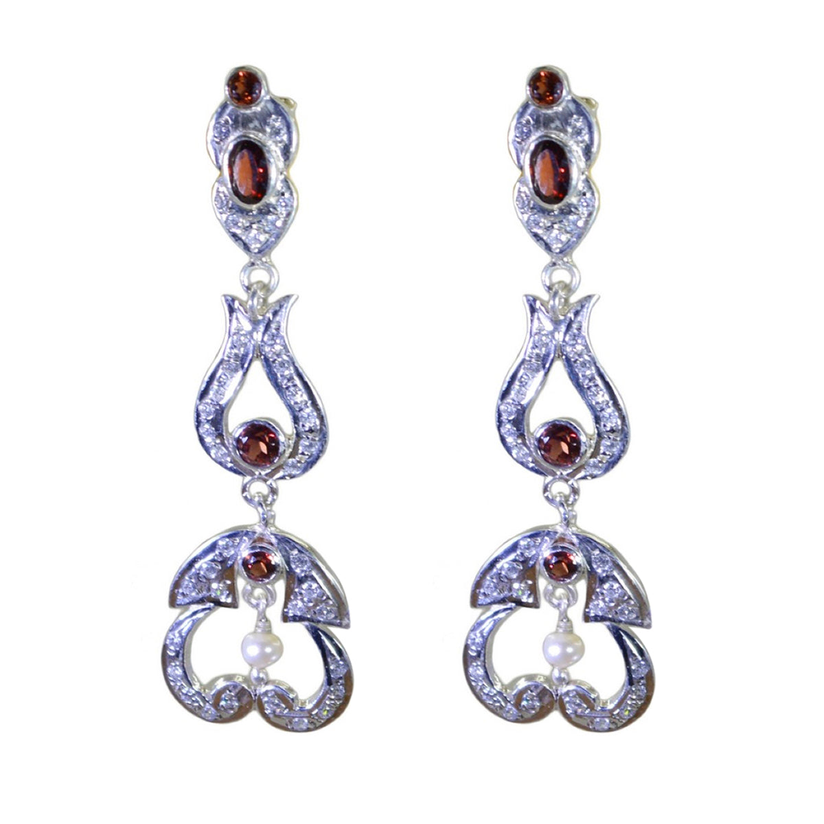 Putri Red Eye catching multiple Stud Earring Garnet Red Stud