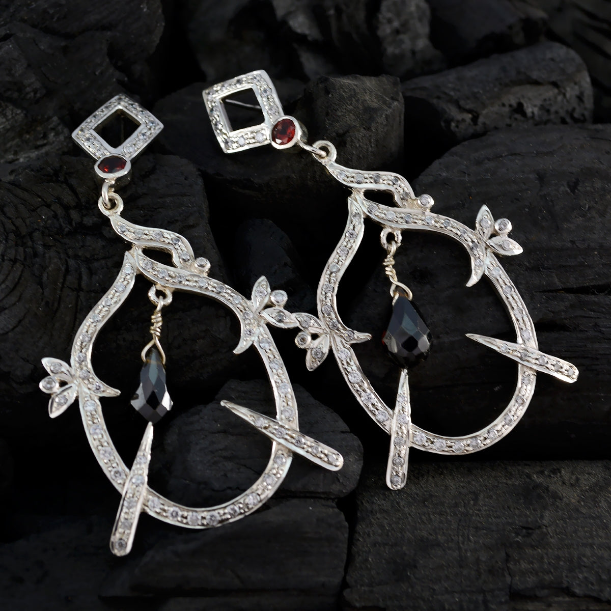 Liyana Red Edgy multiple Stud Earring
