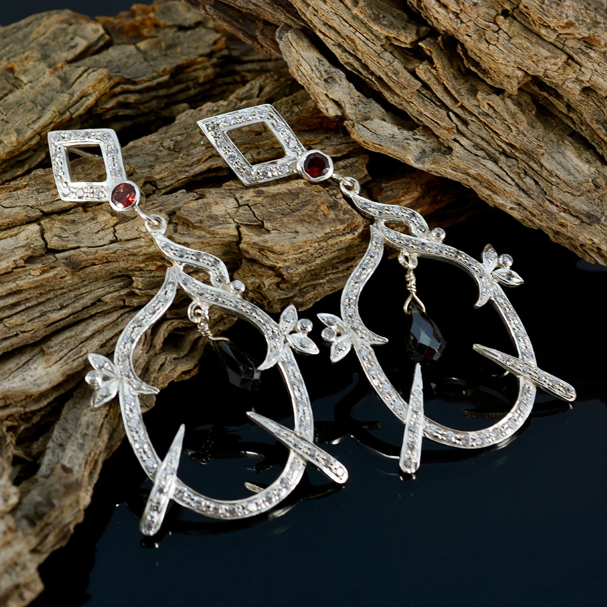 Liyana Red Edgy multiple Stud Earring