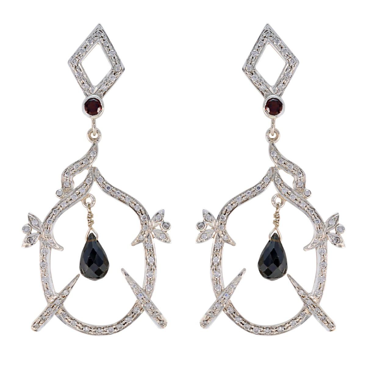 Liyana Red Edgy multiple Stud Earring Garnet Red Stud