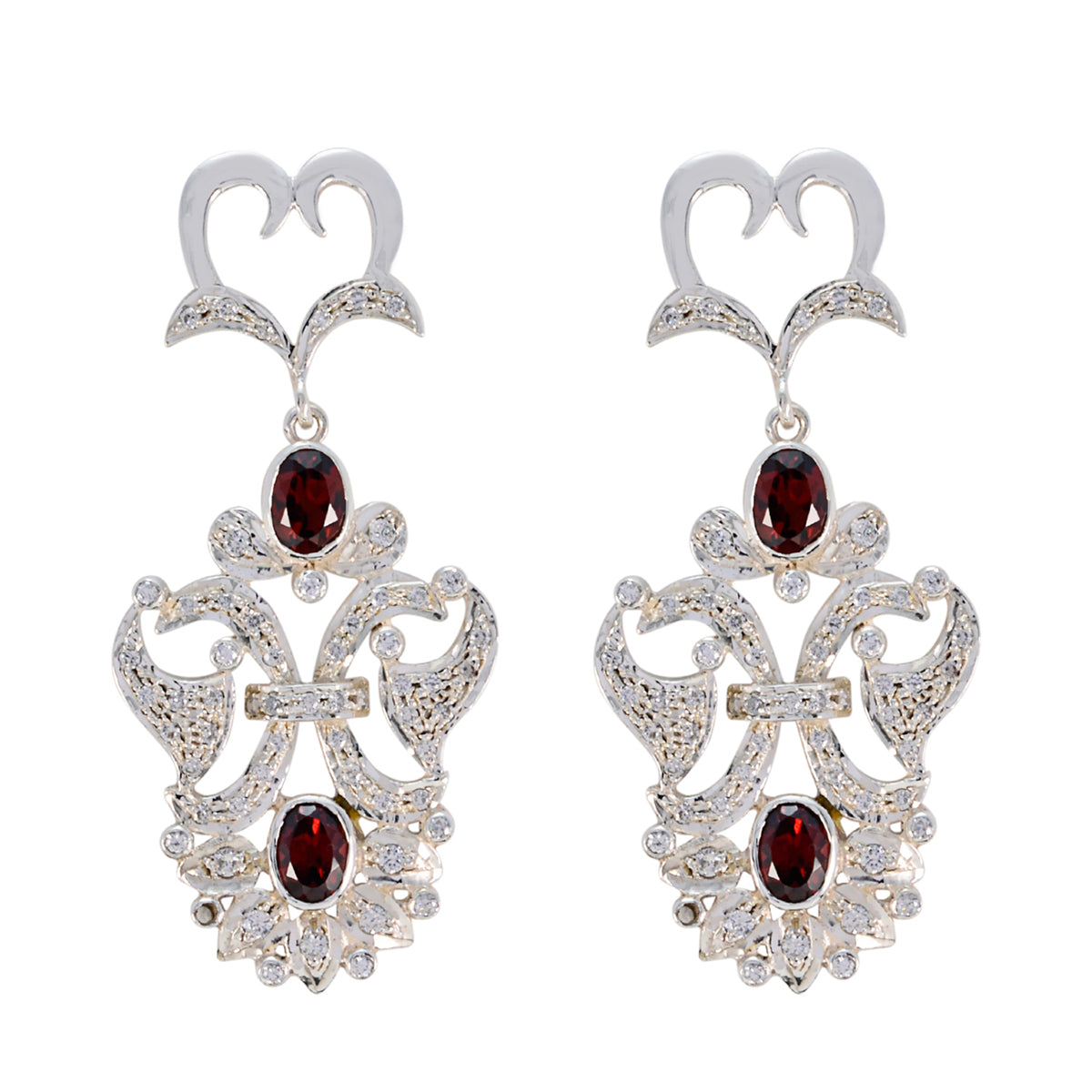 Ananya Red Edgy multiple Stud Earring Garnet Red Stud