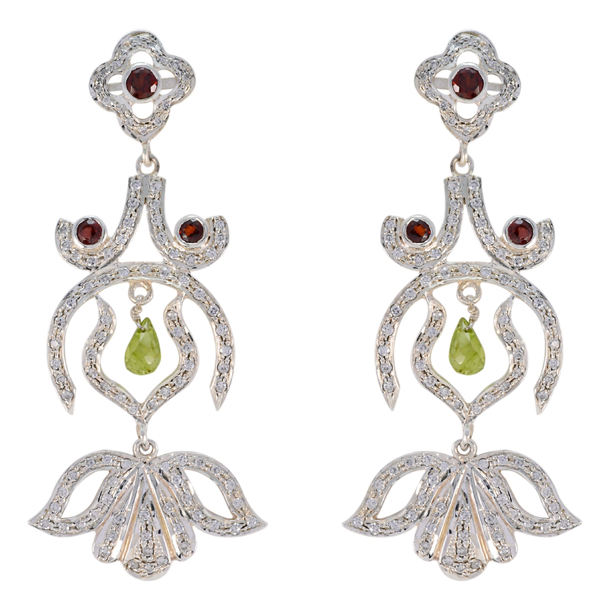 Angel Red Statement multiple Stud Earring Garnet Red Stud
