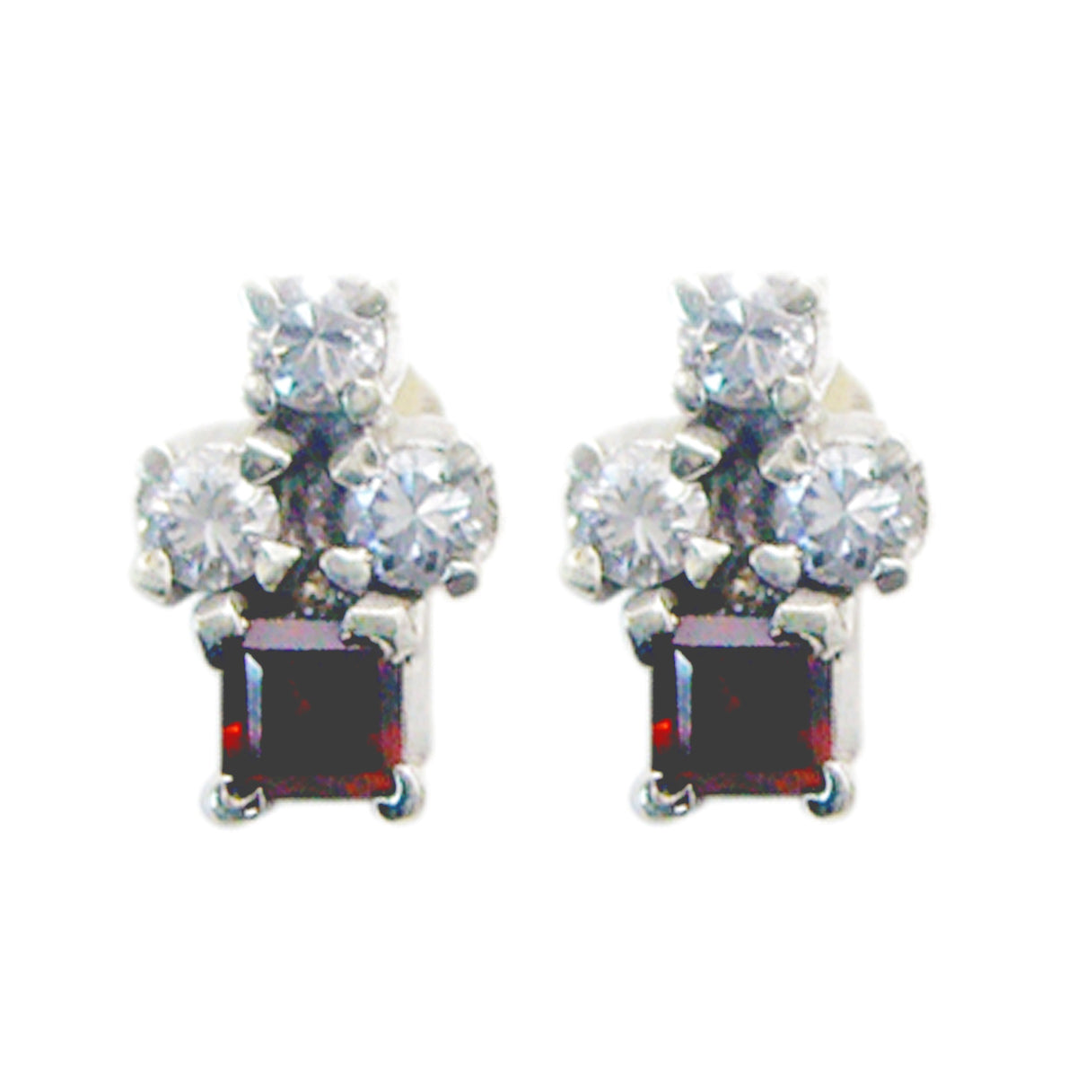 Camila Red Delicate multiple Stud Earring Garnet Red Stud