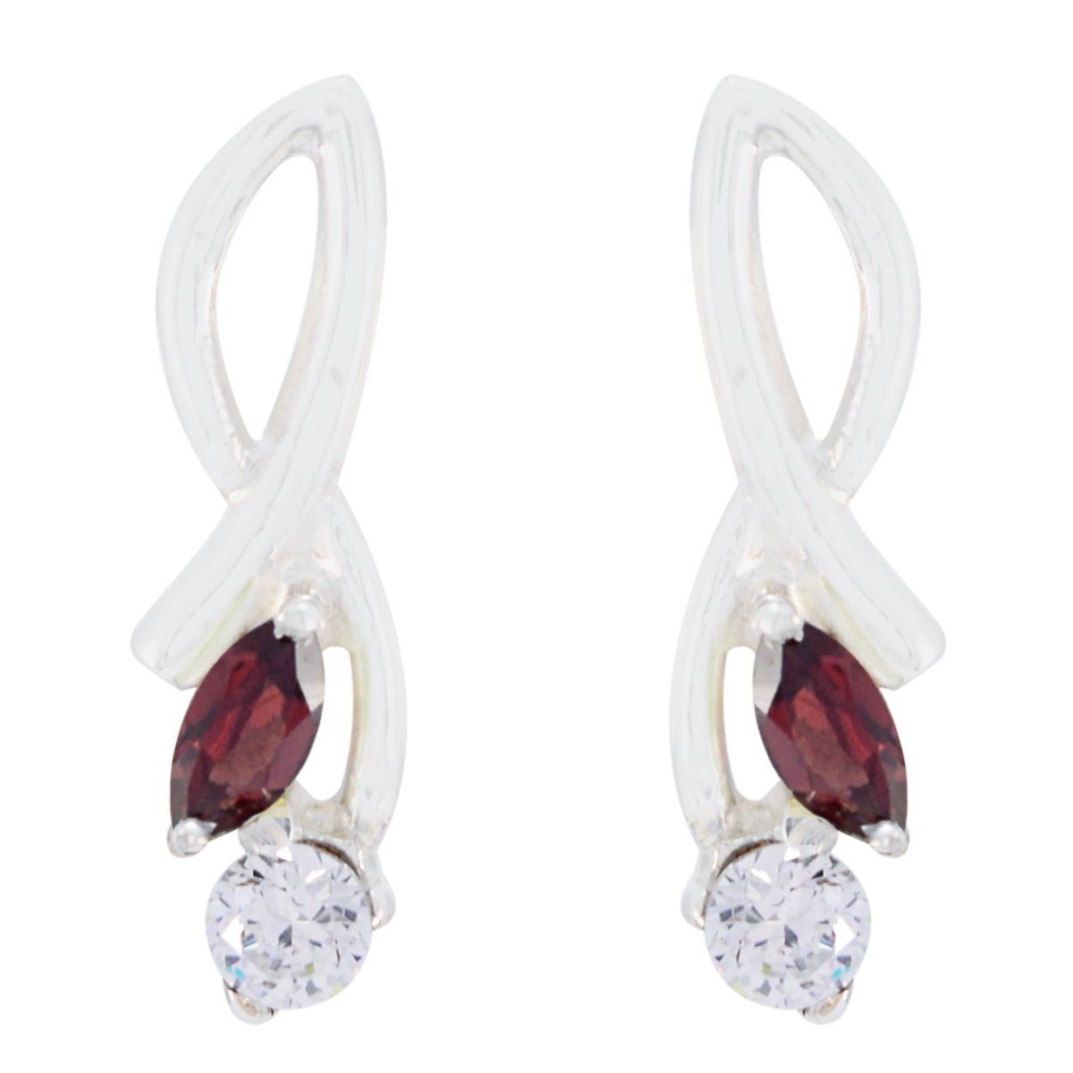 Ana Red Delicate multiple Stud Earring Garnet Red Stud
