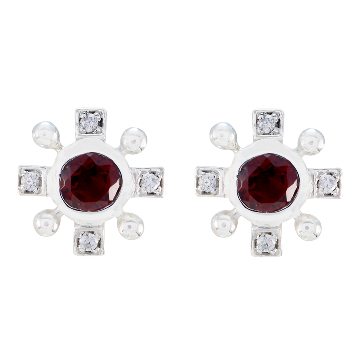 Camilla Red Elegant multiple Stud Earring Garnet Red Stud
