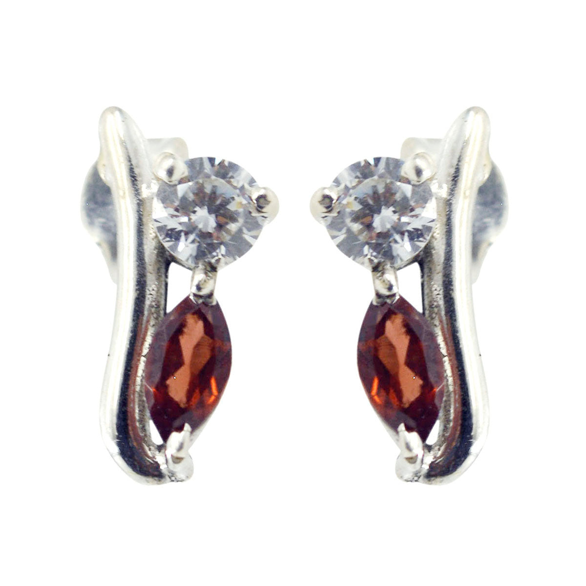 Clara Red Minimalist multiple Stud Earring Garnet Red Stud