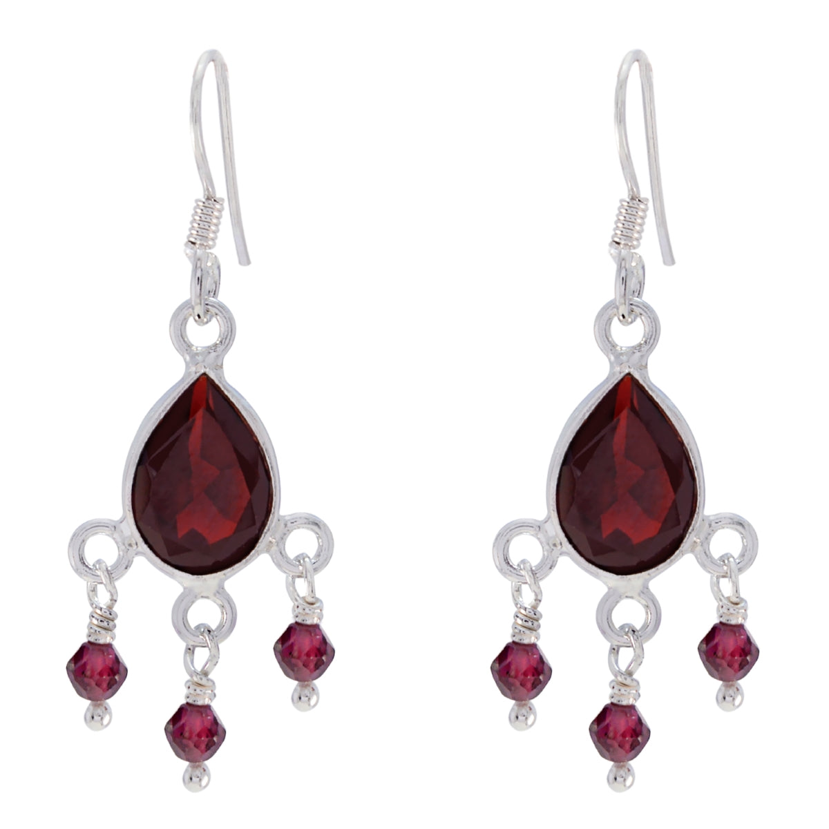 Elena Red Elegant multiple Dangle Earring Garnet Red Dangle