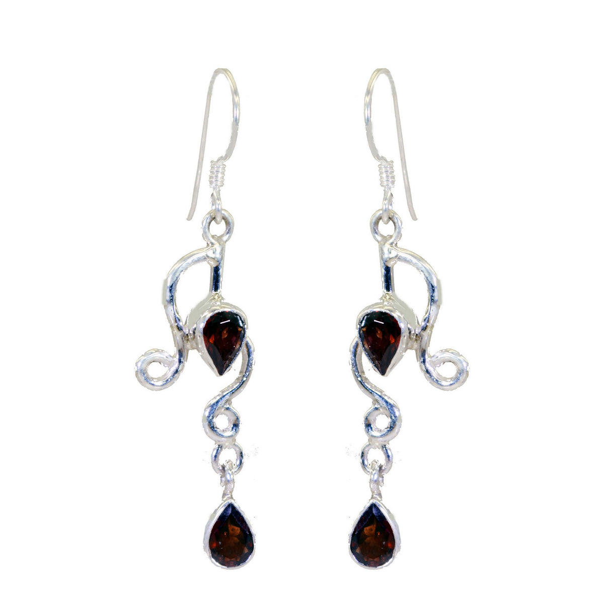 Ella Red Dainty multiple Dangle Earring Garnet Red Dangle