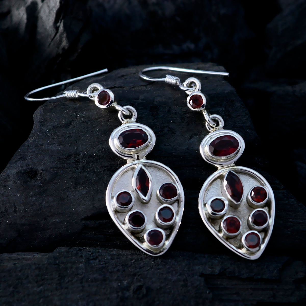 Emily Red Edgy multiple Dangle Earring