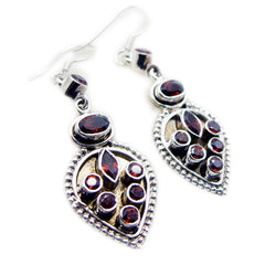 Emily Red Edgy multiple Dangle Earring Garnet Red Dangle