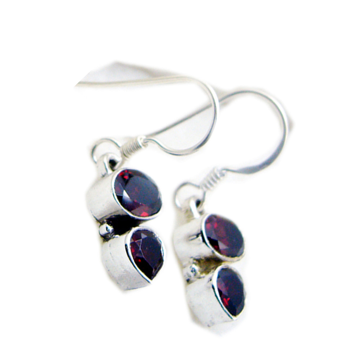 Giulia Red Dainty multiple Dangle Earring Garnet Red Dangle