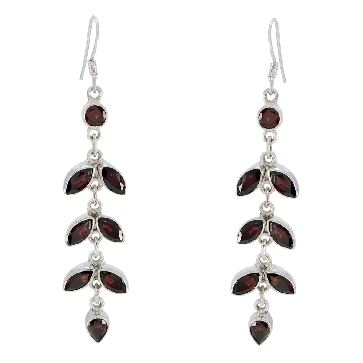 Hannah Red Edgy multiple Dangle Earring Garnet Red Dangle