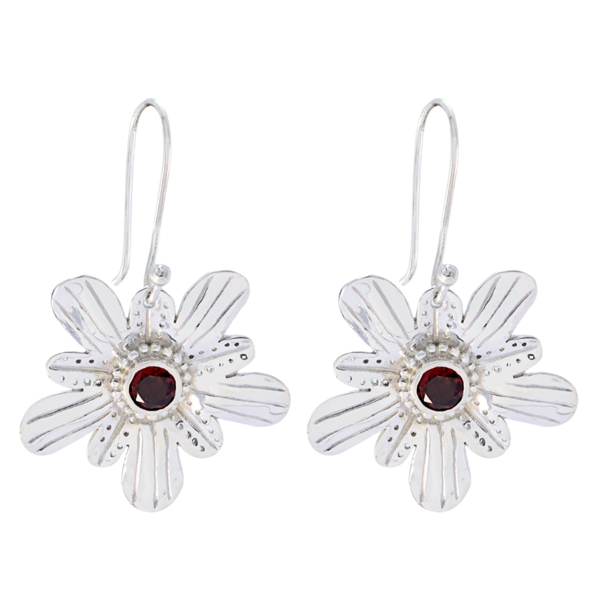 Katharina Red Classic Solitaire Dangle Earring Garnet Red Dangle