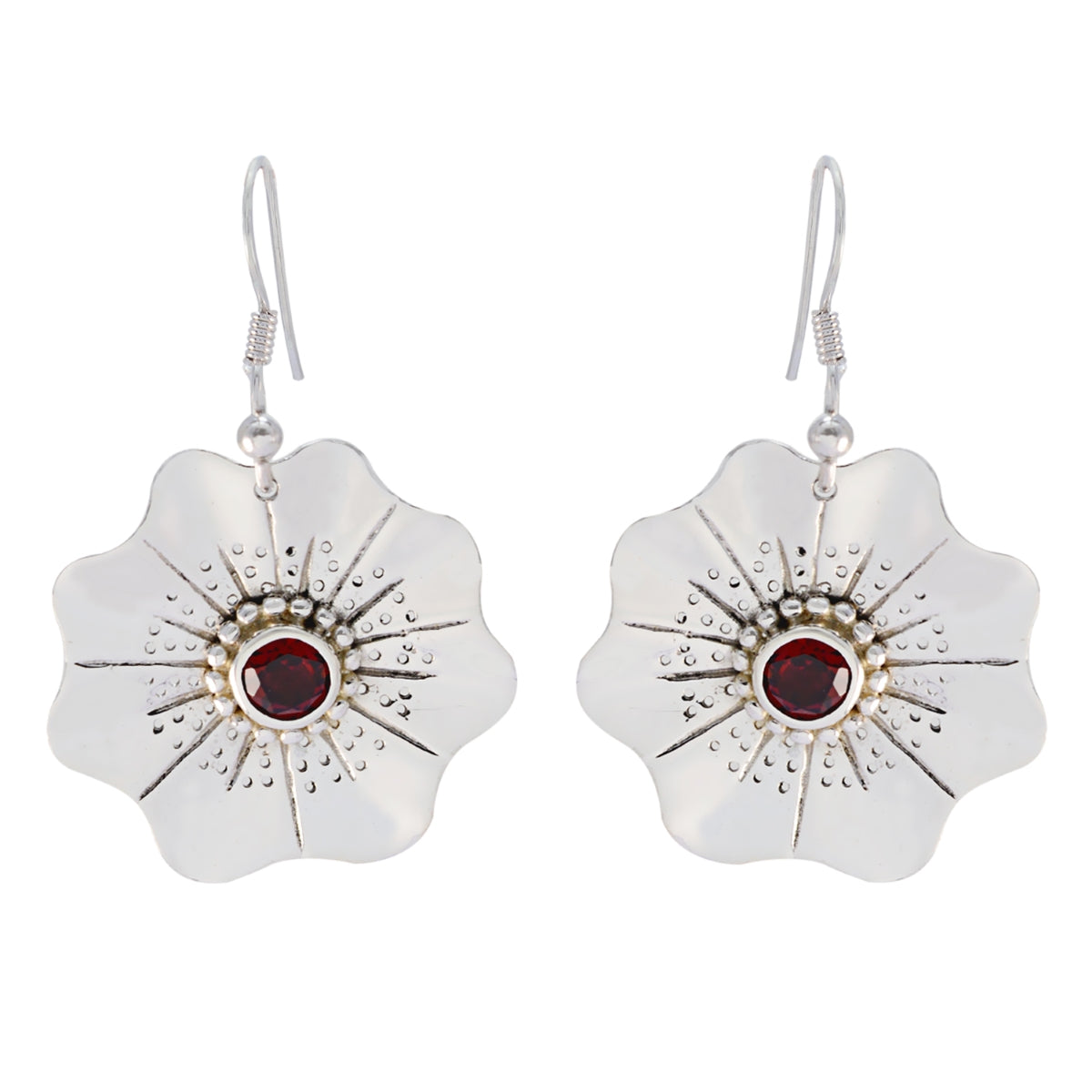 Aisha Red Essential Solitaire Dangle Earring Garnet Red Dangle