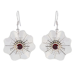 Aisha Red Essential Solitaire Dangle Earring Garnet Red Dangle