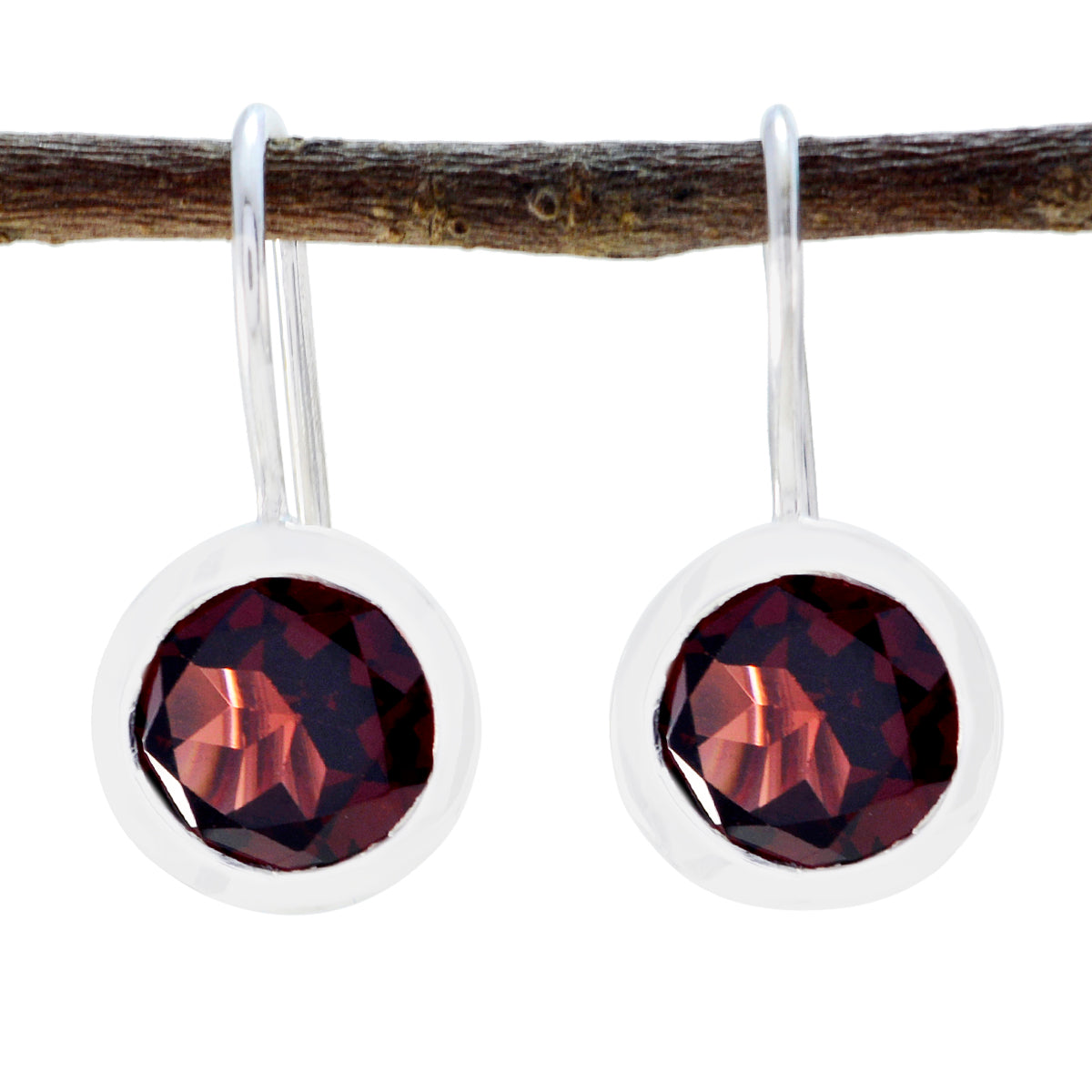Ava Red Delicate Solitaire Dangle Earring Garnet Red Dangle