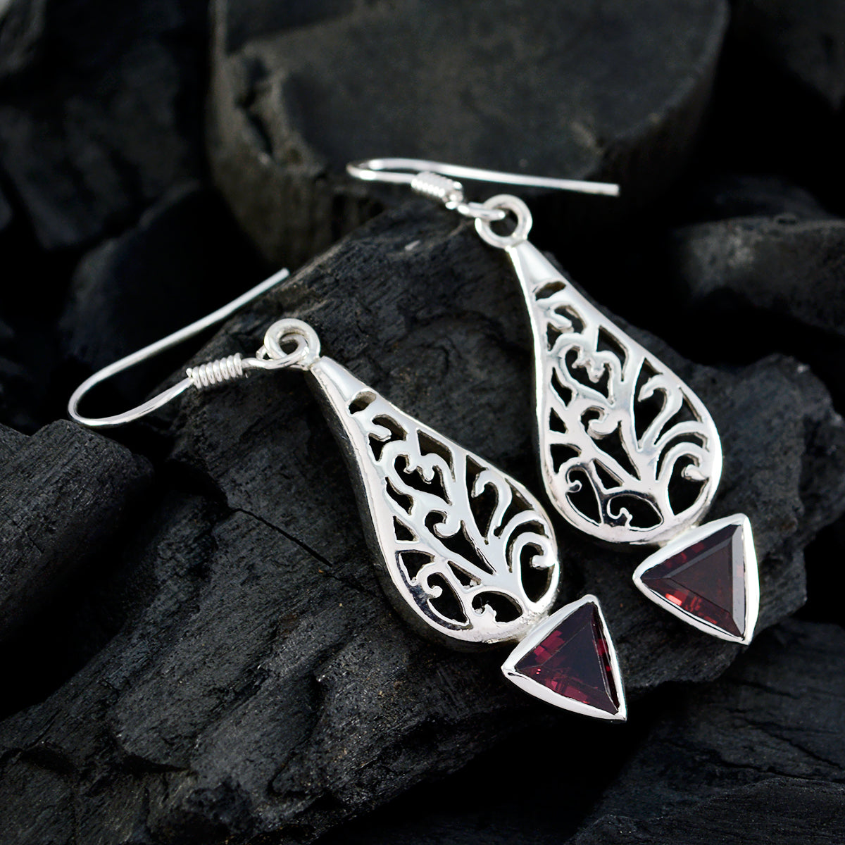 Lucia Red Dainty Solitaire Dangle Earring