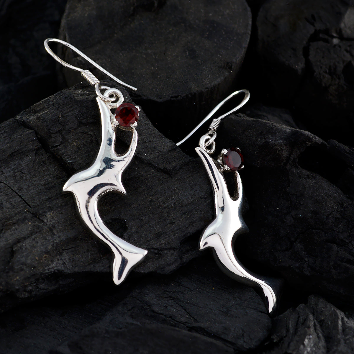 Ying Red Mid weight Solitaire Dangle Earring