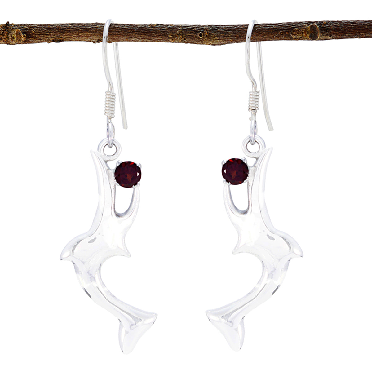 Ying Red Mid weight Solitaire Dangle Earring Garnet Red Dangle
