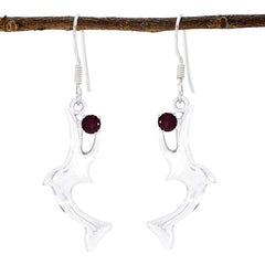 Ying Red Mid weight Solitaire Dangle Earring Garnet Red Dangle