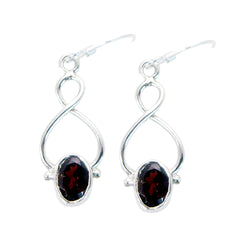 Lucy Red Elegant Solitaire Dangle Earring Garnet Red Dangle