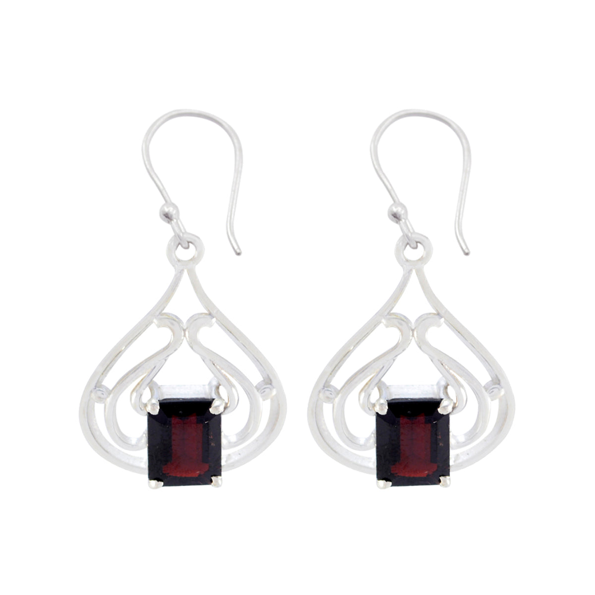Luna Red Tiny Solitaire Dangle Earring Garnet Red Dangle