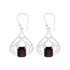 Luna Red Tiny Solitaire Dangle Earring Garnet Red Dangle