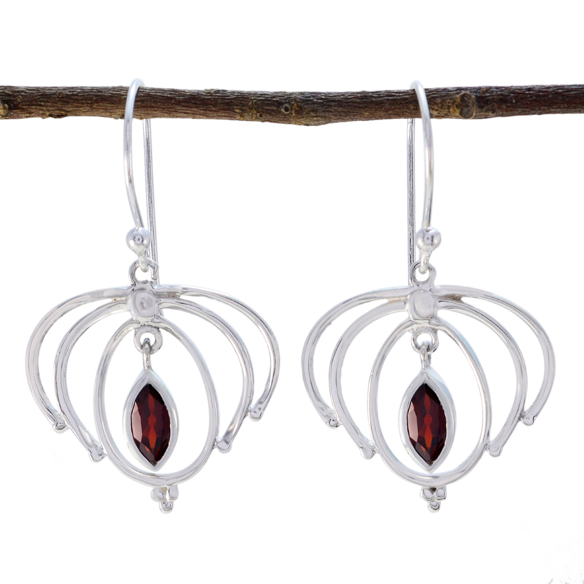 Greta Red Featherlight Solitaire Dangle Earring Garnet Red Dangle