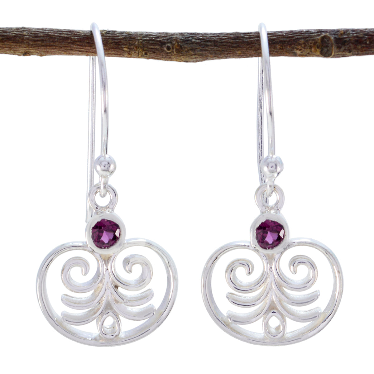 Marie Red Delicate Solitaire Dangle Earring Garnet Red Dangle