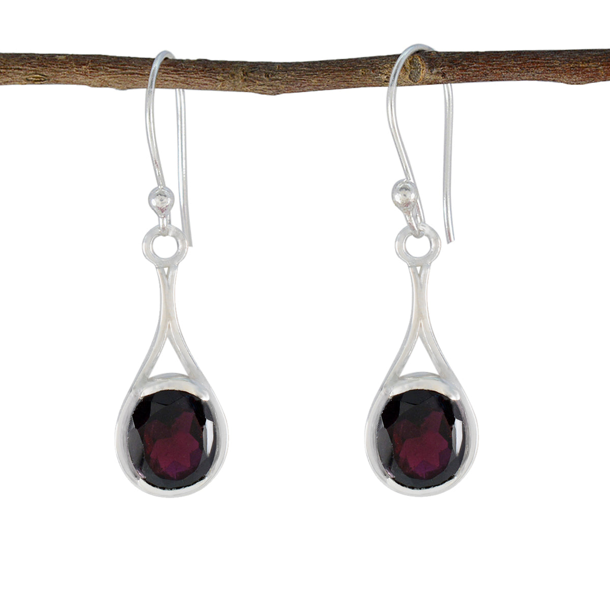Camila Red Slim Solitaire Dangle Earring Garnet Red Dangle
