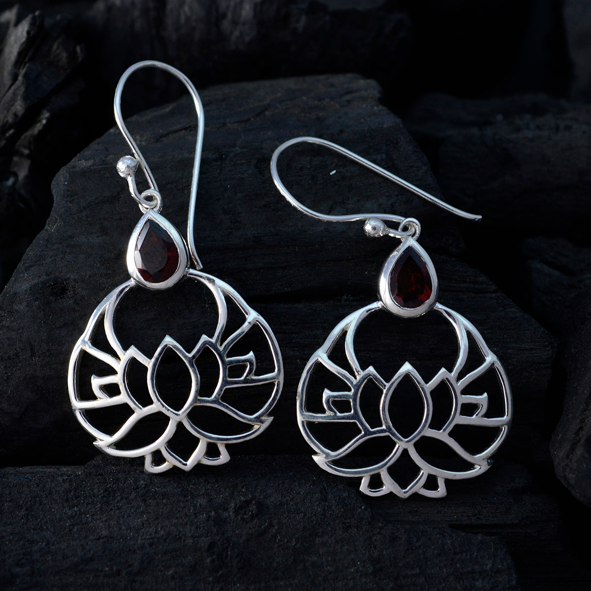 Hannah Red Featherlight Solitaire Dangle Earring