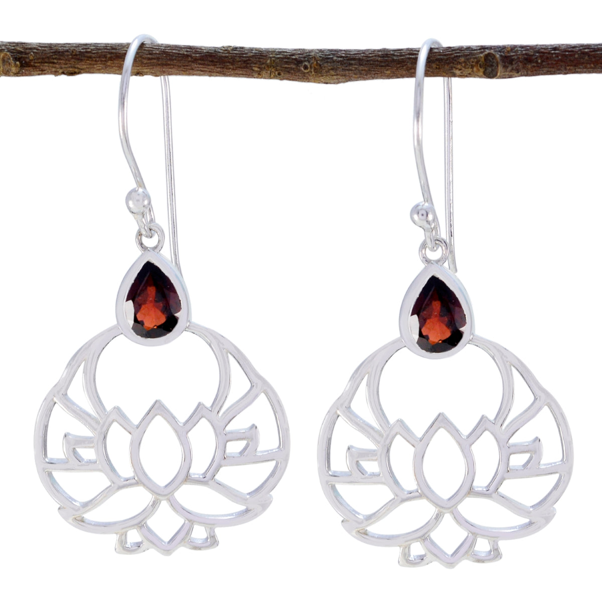 Hannah Red Featherlight Solitaire Dangle Earring Garnet Red Dangle