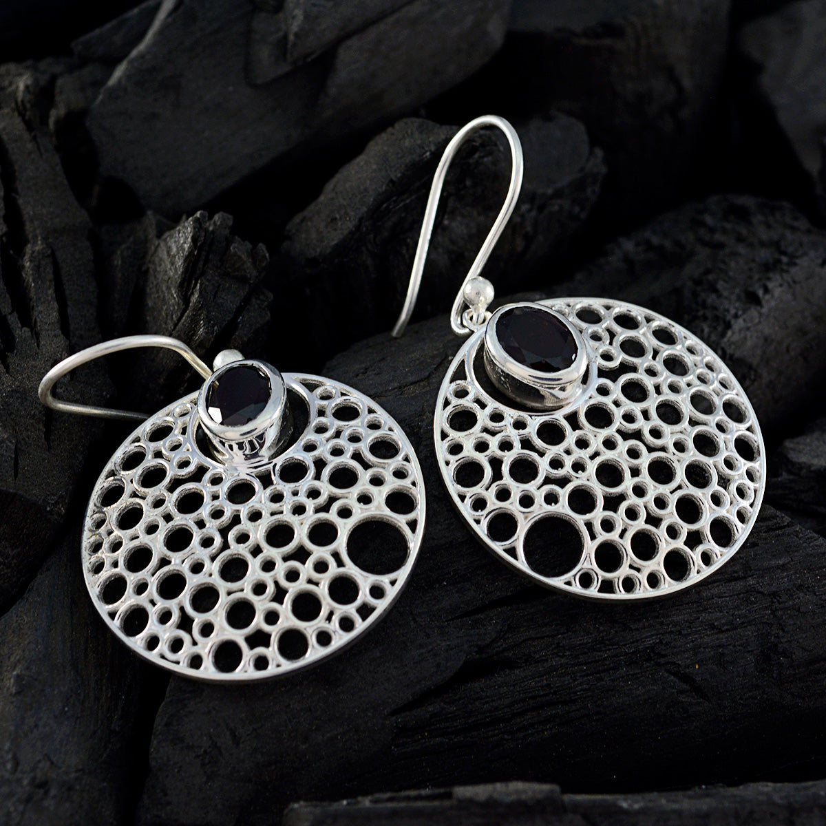 Maya Red Edgy Solitaire Dangle Earring