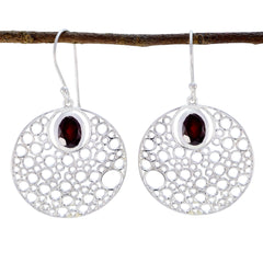 Maya Red Edgy Solitaire Dangle Earring Garnet Red Dangle