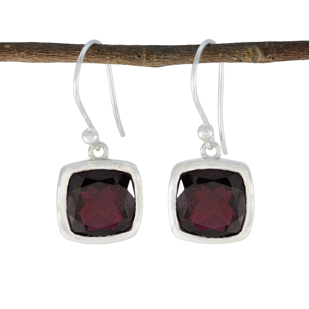 Mila Red Dainty Solitaire Dangle Earring Garnet Red Dangle