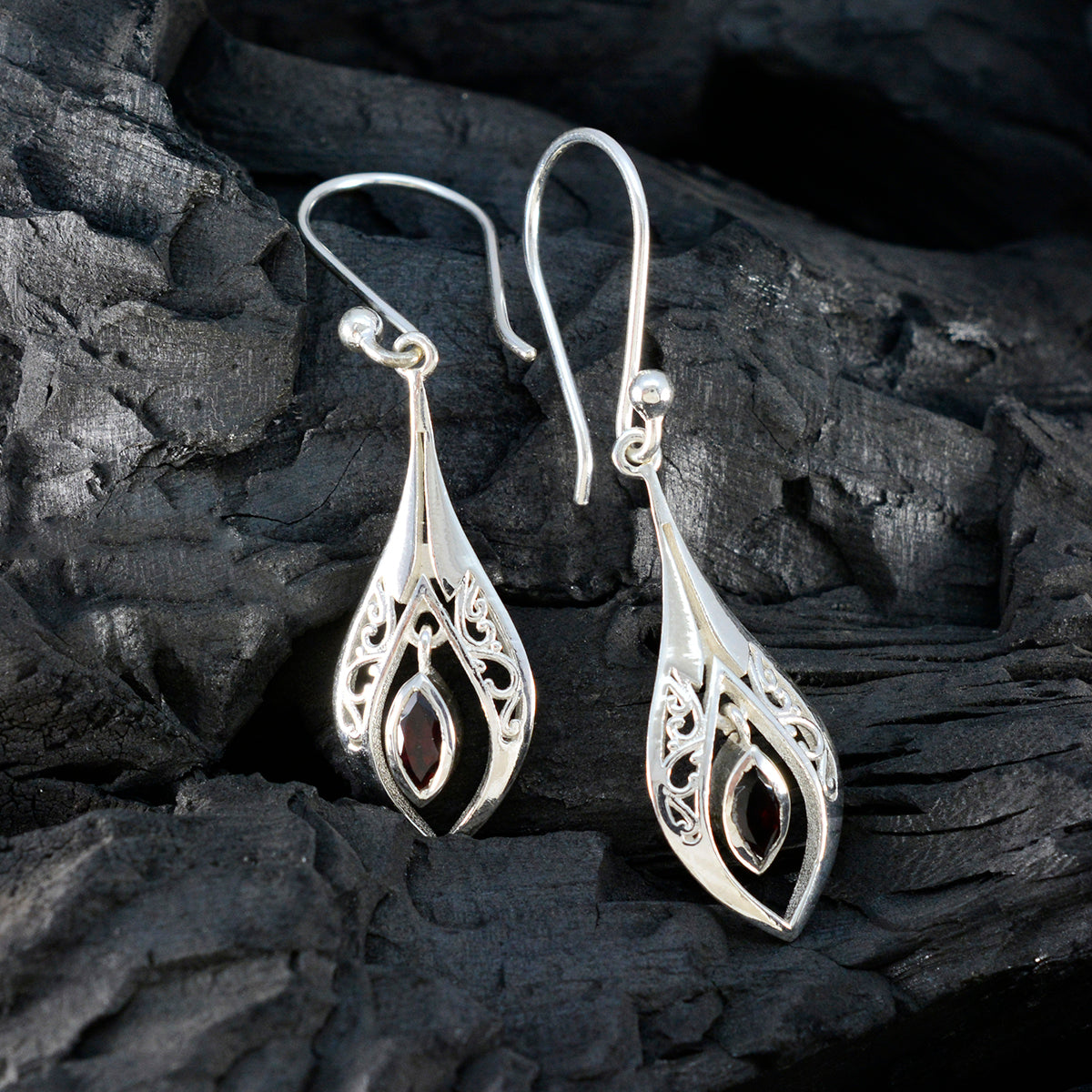 Natalie Red Dainty Solitaire Dangle Earring