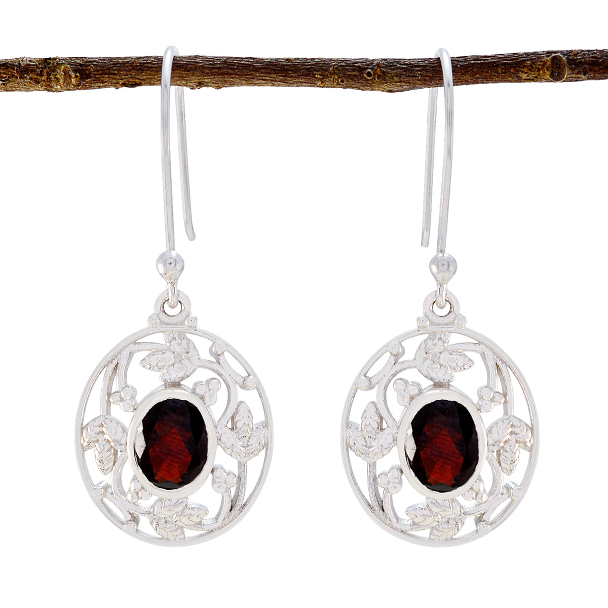Isabelle Red Classic Solitaire Dangle Earring Garnet Red Dangle