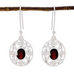 Isabelle Red Classic Solitaire Dangle Earring Garnet Red Dangle