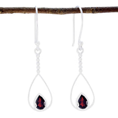 Nora Red Delicate Solitaire Dangle Earring Garnet Red Dangle