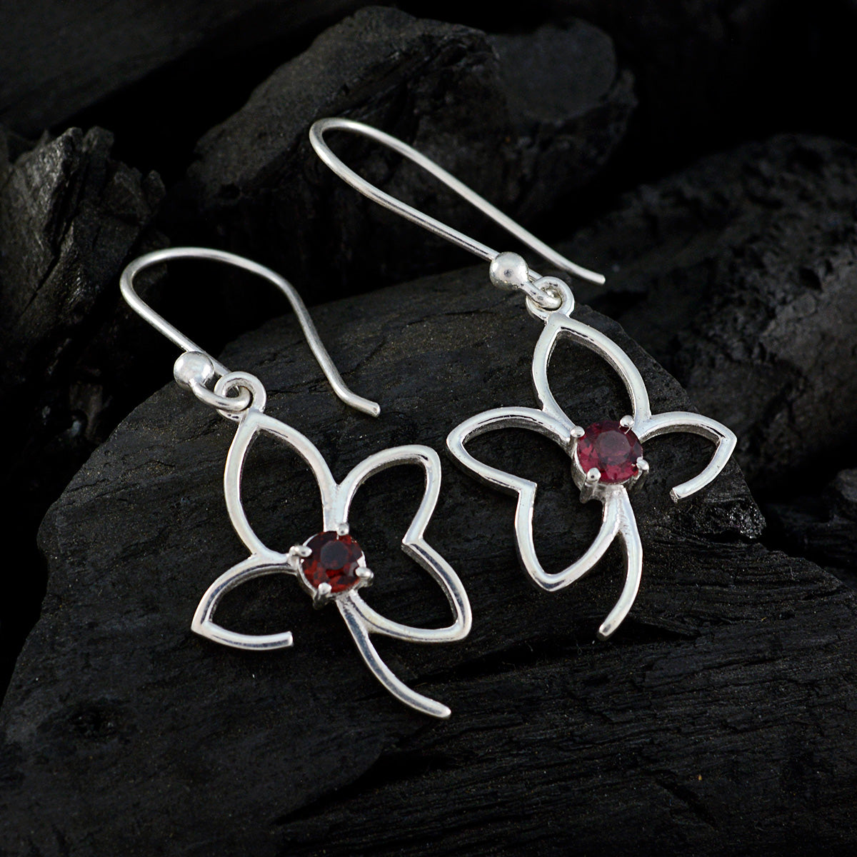 Nova Red Delicate Solitaire Dangle Earring