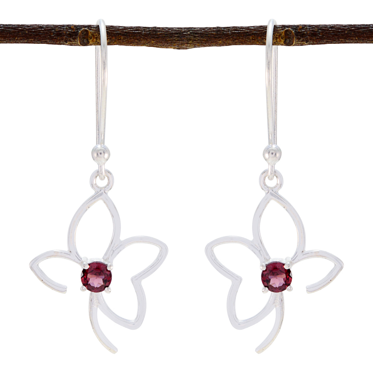 Nova Red Delicate Solitaire Dangle Earring Garnet Red Dangle