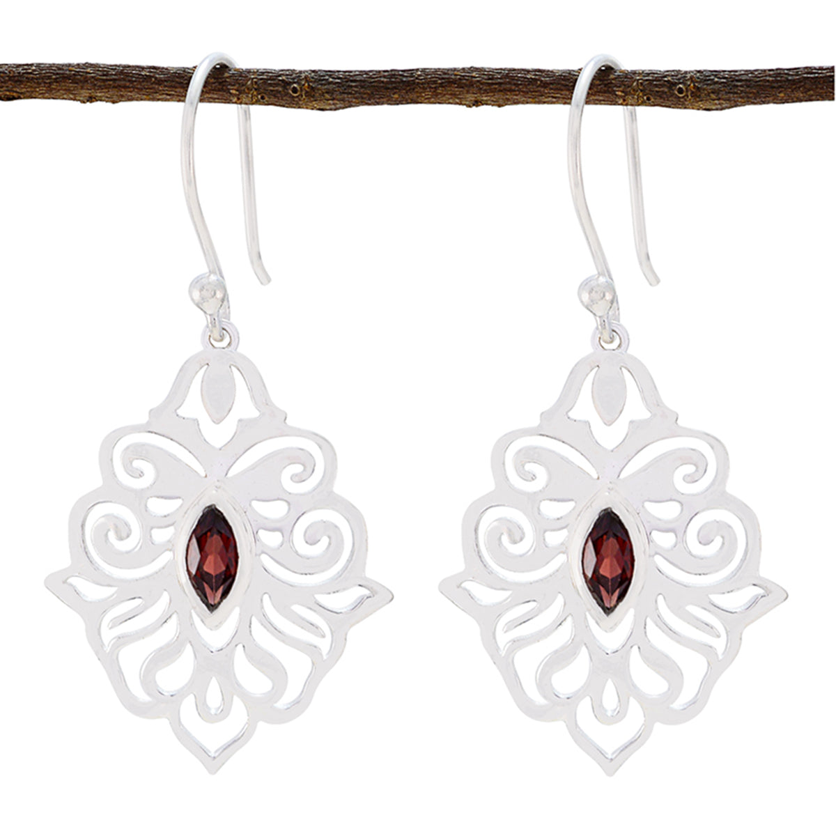Olivia Red Classic Solitaire Dangle Earring Garnet Red Dangle