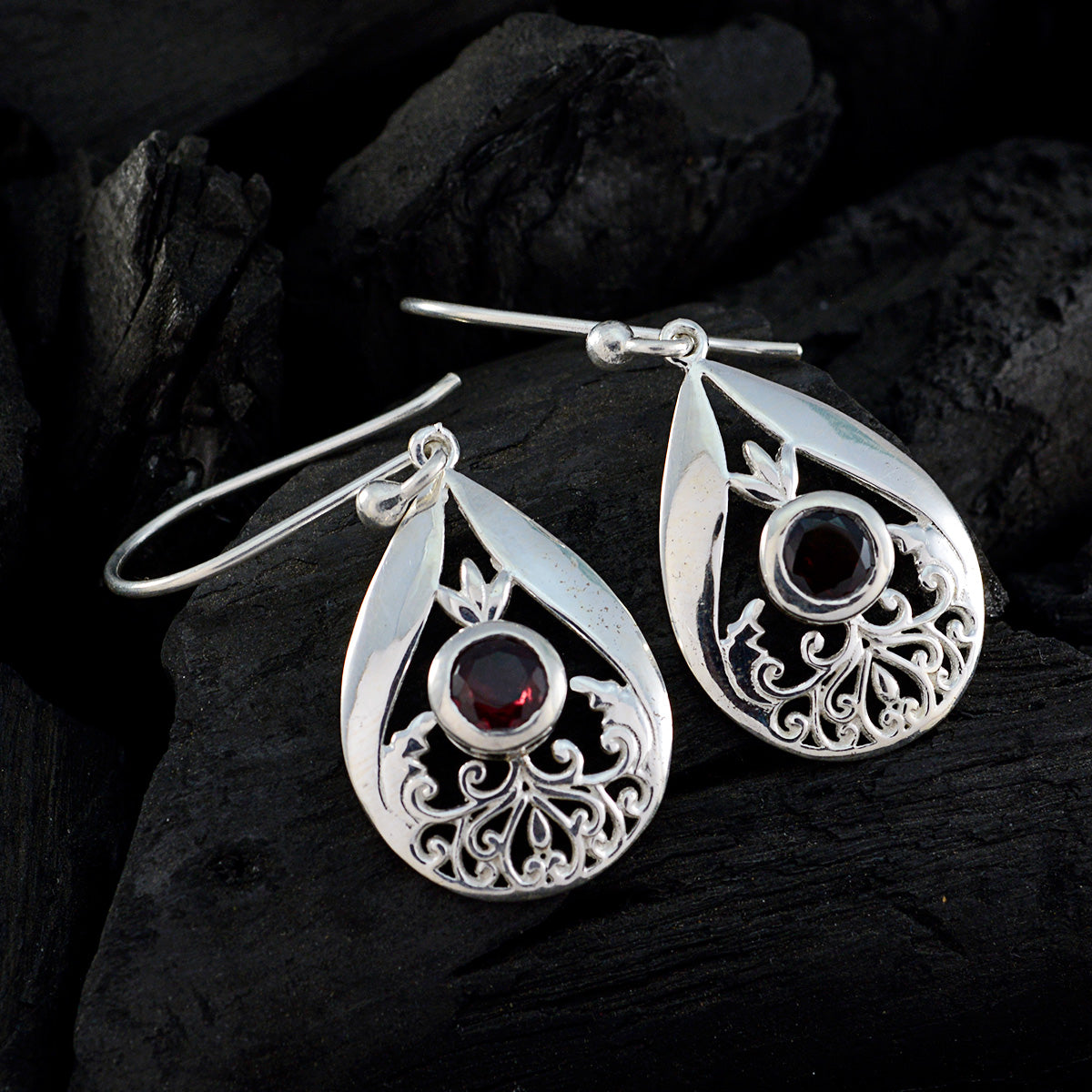 Penelope Red Tiny Solitaire Dangle Earring