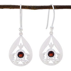Penelope Red Tiny Solitaire Dangle Earring Garnet Red Dangle