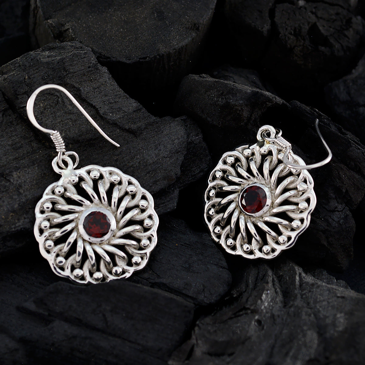 Sarah Red Classic Solitaire Dangle Earring