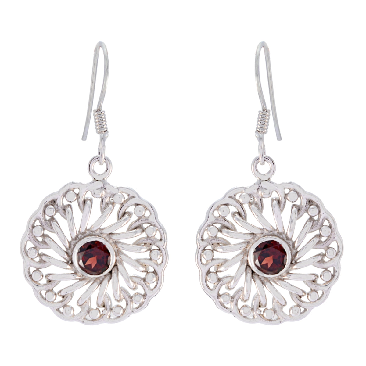 Sarah Red Classic Solitaire Dangle Earring Garnet Red Dangle